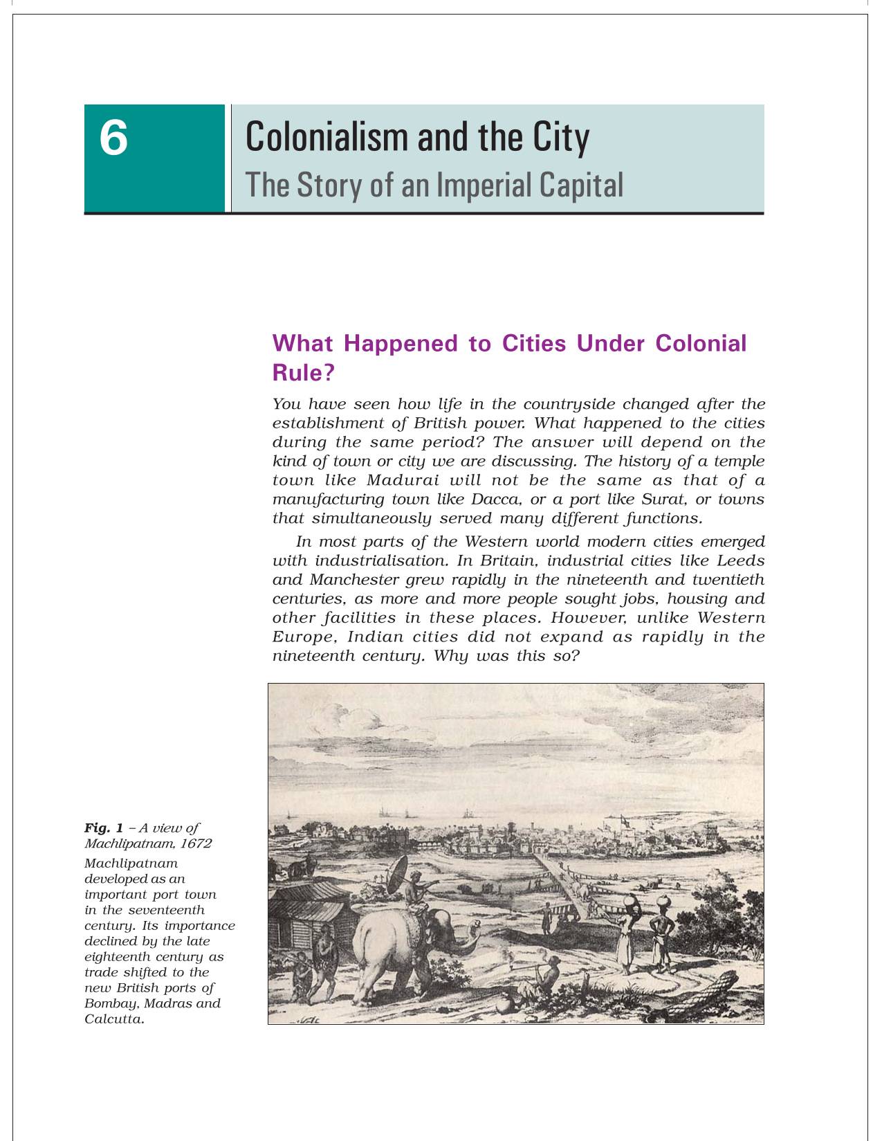 Colonialism And The City - NCERT Book Of Class 8 History Part I